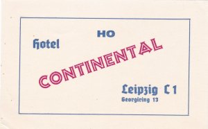 Germany Leipzig Hotel Continental Vintage Luggage Label sk3798