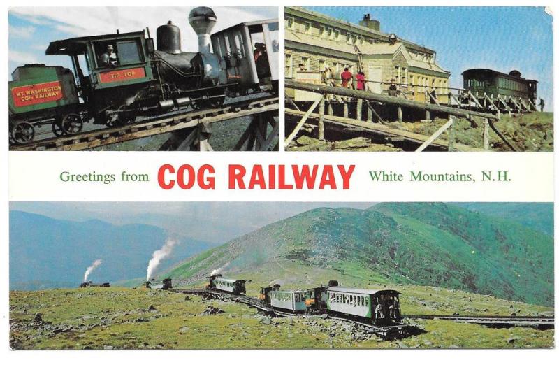 NH White Mountain Cog Railway Multiview Postcard