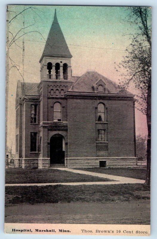 Marshall Minnesota MN Postcard Hospital Exterior Building c1910 Vintage Antique