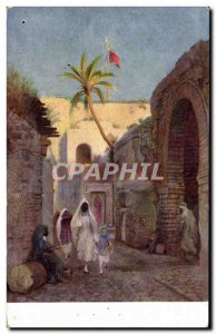 Old Postcard Tunisia Street and Moorish door