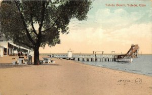 Toledo Ohio 1910 Postcard Dock At Beach Boat