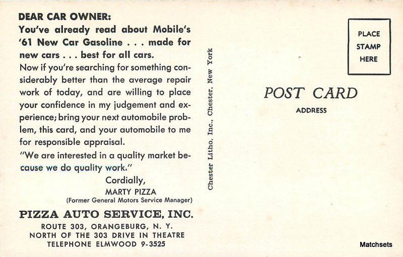 Chester Litho  Pizza Auto Service Inc ORANGEBURG NEW YORK Postcard 7902