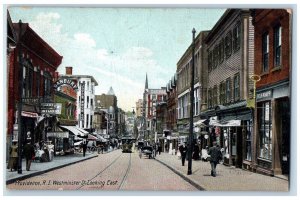 1910 Westminster St. Looking East Streetcar Providence Rhode Island RI Postcard 