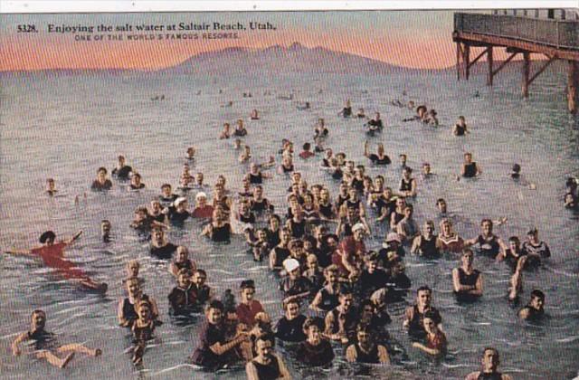 Utah Great Salt Lake Bathers Enjoying The Salt Water At Saltair Beach