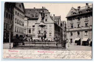 c1905 View of Augustus Fountain Augsburg Germany Posted Antique Postcard