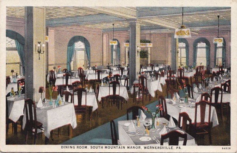 Postcard Dining Room South Mountain Manor Wernersville PA