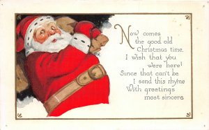 F73/ Santa Claus Merry Christmas Holiday Postcard c1910 Belt Toys Sack 7