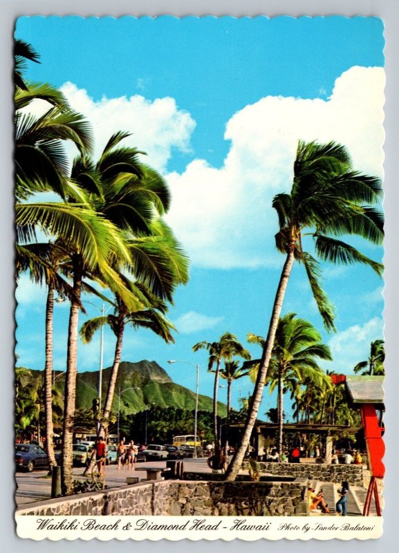 Waikiki Beach And Diamond Head Hawaii Vintage Unposted Postcard