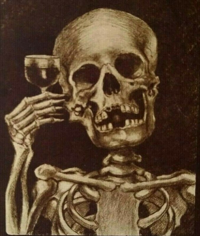 Halloween Postcard Ullman Fantasy Skeleton Death Drinks 1910 South Bend IND 160