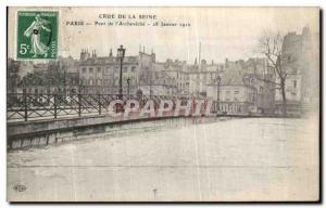 Postcard Old Paris Crue Of the Seine Bridge of Archeveche