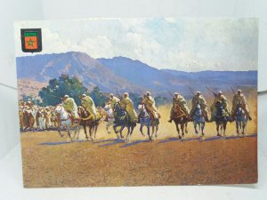 Course of the Powder Morocco Vintage Art Painting Postcard 1972 Horsemen Rifles