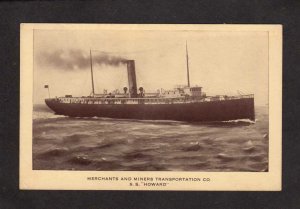 Steamer Steamship Merchants and Miners Transportation Co SS Howard Postcard Map