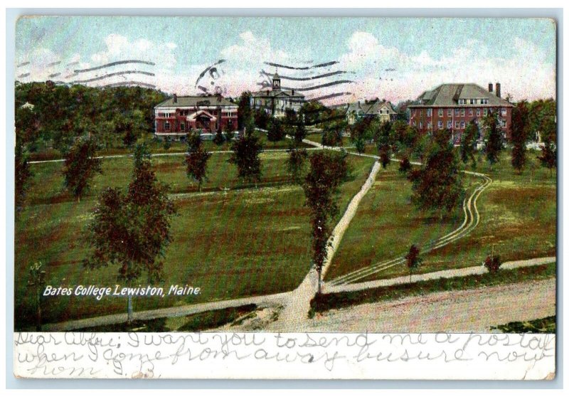 1907 Bates College Exterior Trees View Lewiston Maine ME Posted Vintage Postcard
