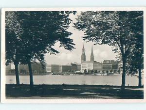 old rppc BUILDINGS ALONG THE RIVER Hamburg Germany HM1692