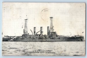 Connecticut Postcard USS Steamer Battleship Warship WWII c1911 Antique Vintage