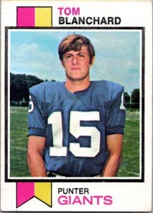 1973 Topps Football Card Tom Blanchard New York Giants sk2421