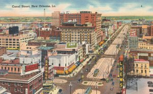 New Orleans LA Canal Street Aerial View Trolley's Postcard