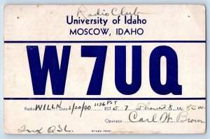 1940 W7UQ Ham Radio University Of Idaho Moscow Idaho ID Vintage Posted Postcard