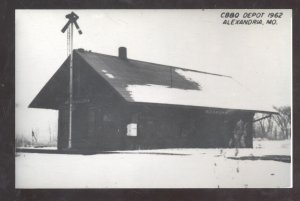 RPPC ALEXANDRIA MISSOURI RAILROAD DEPOT TRAIN STATION REAL PHOTO POSTCARD