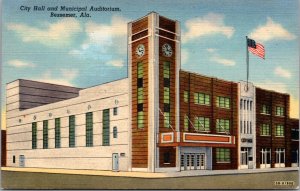 Linen Postcard City Hall and Municipal Auditorium in Bessemer, Alabama