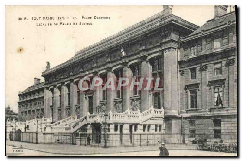 Postcard Converted Paris IV Dauphine Square Staircase courthouse