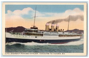 c1960's CPR Steamship Princess Kathleen Vancouver to Victoria Canada Postcard
