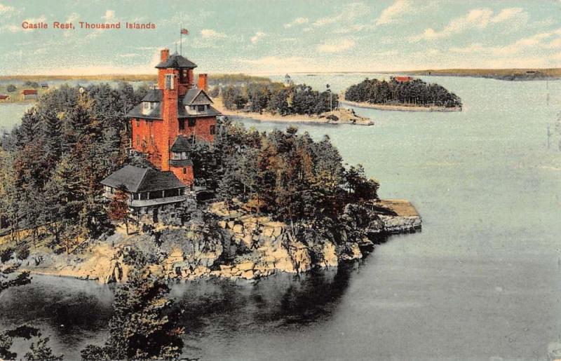 Thousand Islands New York Castle Rest Birdseye View Antique Postcard K20363