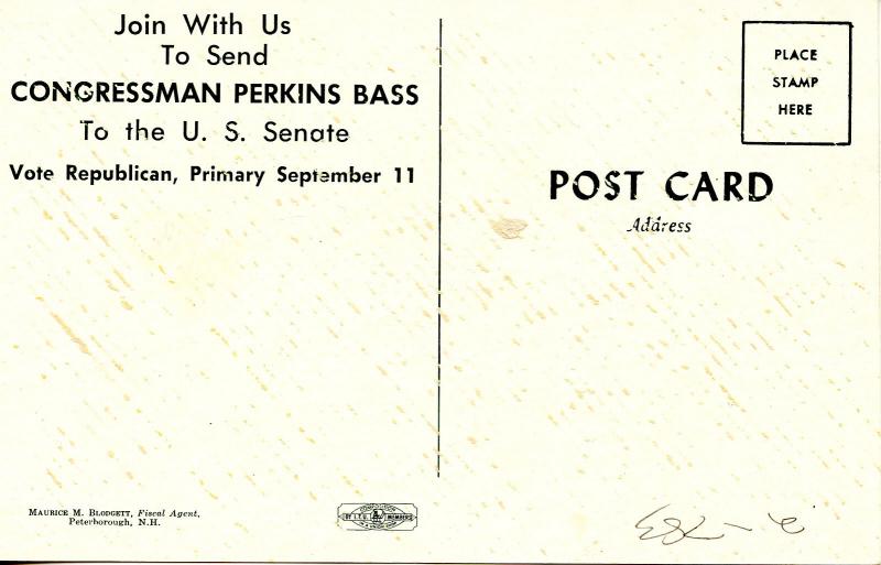 Political - New Hampshire. Congressman Perkins Bass for U.S. Senate