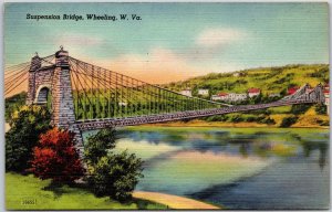 Wheeling West Virginia W. VA., Longest Suspension Bridge, Vintage Postcard