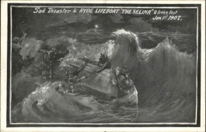 Ryde Isle of Wight Life Saving Boat, Ship THE SELINA Disaster c1907 Postcard