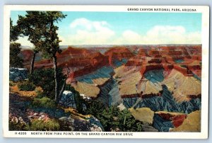 Grand Canyon Arizona AZ Postcard North From Pima Point Rim Drive c1920's Antique