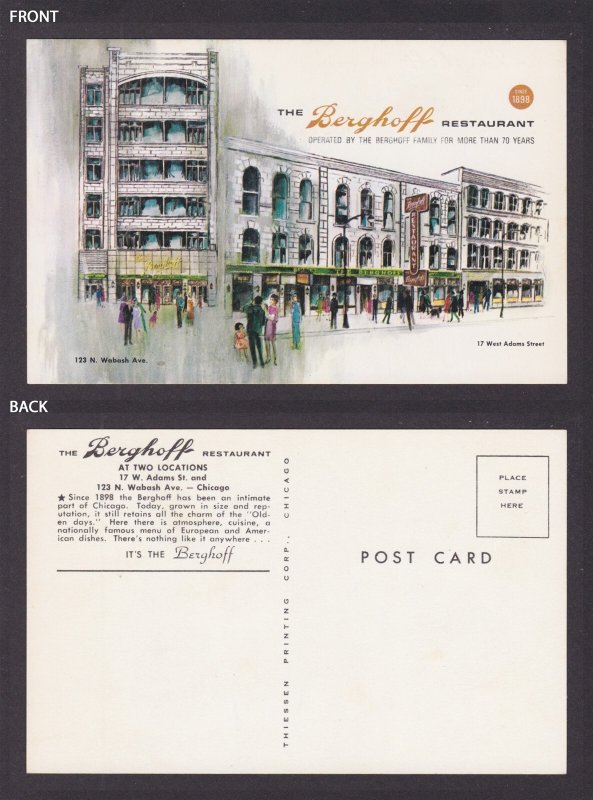 Vintage postcard, The Berghoff Restaurant, Advertising
