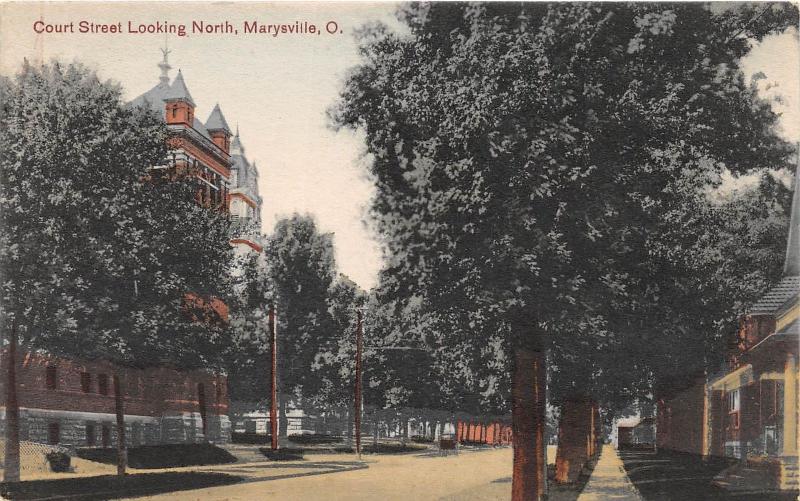 B99/ Marysville Union County Ohio Postcard c1910 Court Street North Homes School