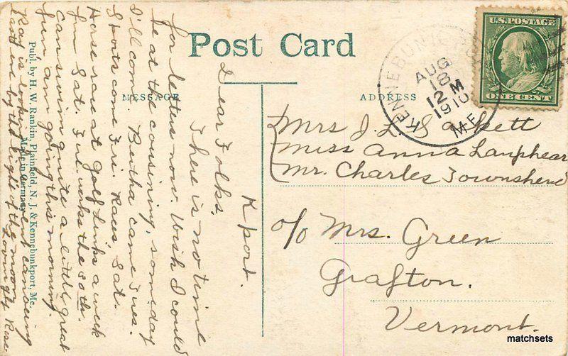 1910 Kennebunkport Maine River Locks Rankin postcard 9684