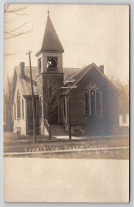 Albion MI RPPC Evangelical Salem Church Michigan 1907 Real Photo Postcard K22