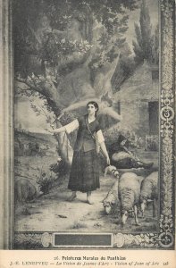 Fine art postcard J.E. Lenepveu Pantheon murale painting Jeanne D'Arc vision
