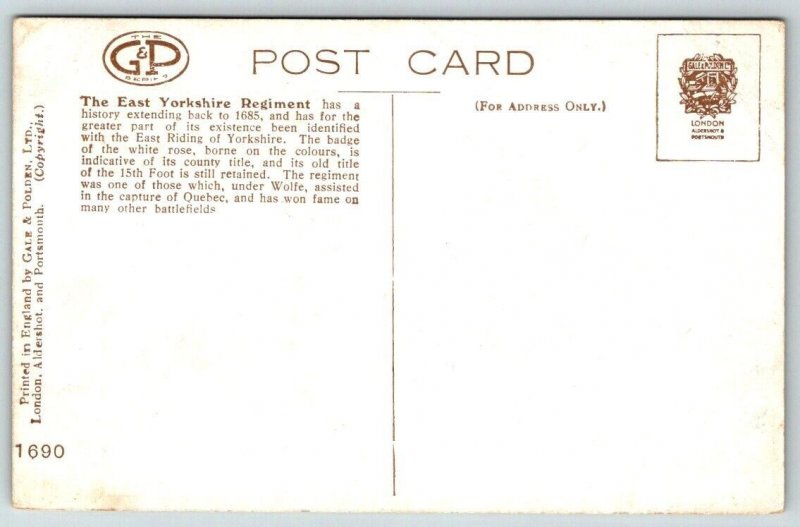 East Yorkshire Regiment  British Army  England    Postcard