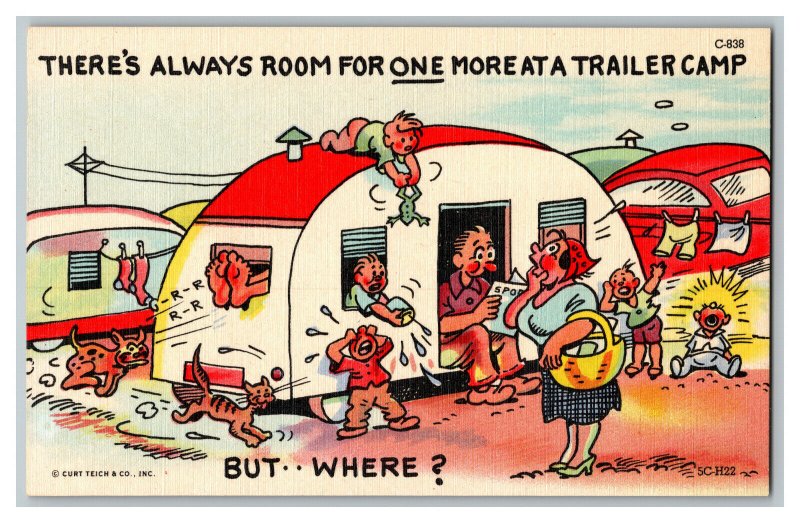 There's Always Room For One More At A Trailer Camp Standard View Comic Postcard 