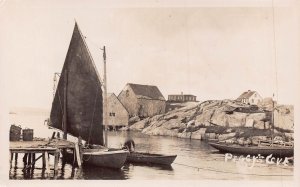 PEGGY'S COVE MAINE-SAILBOAT-PIER-SEAFOOD BASKETS~REAL PHOTO POSTCARD