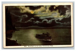 Vintage 1920's Postcard Passenger Ship on a Lake in Yellowstone Park Wyoming