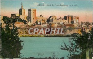 'Old Postcard Avignon Popes'' Palace and the Rhone Les Remparts'