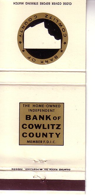 Matchbook Cover ! Bank of Cowlitz County, Washington !