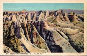 Postcard SD Bad Lands National Monument - Scene in Big Foot Pass