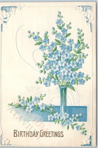 c1910s Birthday Greetings Lilac Flowers Vase Embossed High Quality Postcard A209