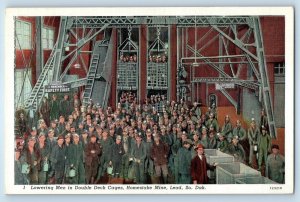 1940 Lead South Dakota Postcard Lowering Men Double Deck Cages Homestake Mine