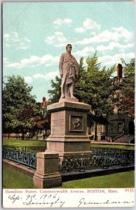 Hamilton Statue Commonwealth Avenue Boston Massachusetts MA Landmark Postcard