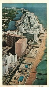 Vintage Postcard Hotel Row Miami Beach Collins Ave Ocean Front FL