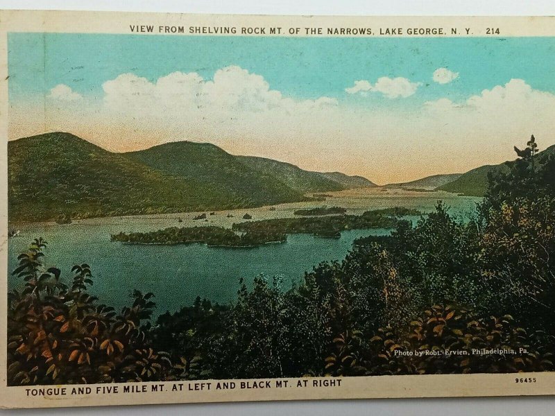 Vintage Postcard 1930 Shelving Rock Mt. of the Narrows Lake George NY New York