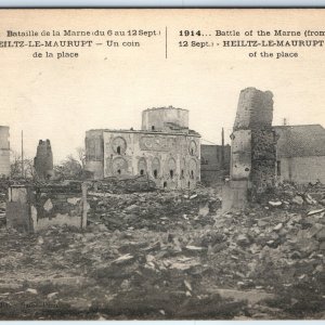 1914 Heiltz-le-Maurupt, France Battle Marne WWI Ruins Church Rubble Debris A359