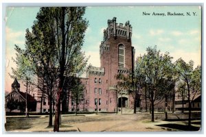 1911 New Armory Exterior Building Rochester New York NY Vintage Antique Postcard 